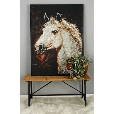 Olivia & May Industrial Knotted Wood Bench Beige - Olivia & May 3 Olivia & May Industrial Knotted Wood Bench Beige - Olivia & May