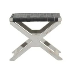 Woven Faux Leather Stool - Olivia & May Black -Ottomans Official Shop unnamed file 256