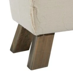 Olivia & May Rustic Wood and Foot Stool with Cushion White - Olivia & May -Ottomans Official Shop unnamed file 2573