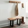 Alaterre Furniture Alpine Natural Brown Live Edge Bench with Coat Hook Set Metal And Wood