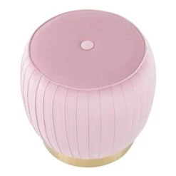 Tania Ottoman Velvet/Steel Gold/Pink - LumiSource