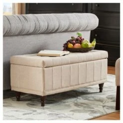 Hartley Tufted Linen Benches - Beige - Inspire Q -Ottomans Official Shop unnamed file 2611