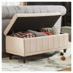 Hartley Tufted Linen Benches - Beige - Inspire Q -Ottomans Official Shop unnamed file 2612