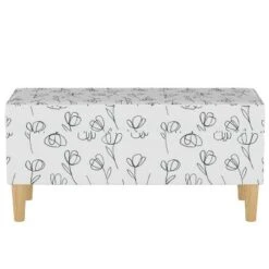 Storage Bench Contoured Tulips White - Skyline Furniture