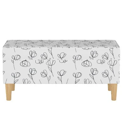 Storage Bench Contoured Tulips White - Skyline Furniture 3 Storage Bench Contoured Tulips White - Skyline Furniture