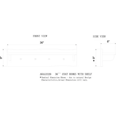 Alaterre Furniture Alpine Natural Brown Live Edge 36" Bench with Coat Hook Shelf Set Metal And Wood 8 Alaterre Furniture Alpine Natural Brown Live Edge 36" Bench with Coat Hook Shelf Set Metal And Wood - Image 7