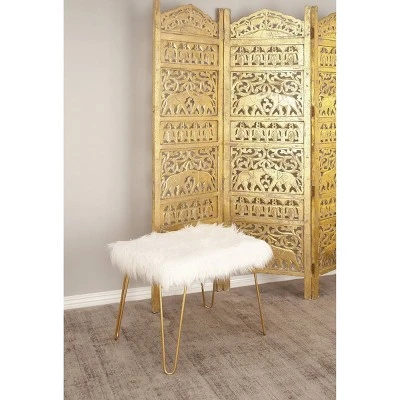 Olivia & May Modern Faux Fur Cushioned Bench Gold - Olivia & May 2 Olivia & May Modern Faux Fur Cushioned Bench Gold - Olivia & May