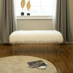 Oversized Faux Fur Acrylic Bench White - Glitzhome 13 Oversized Faux Fur Acrylic Bench White - Glitzhome -Ottomans Official Shop unnamed file 2662