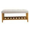 Wooden Bench Light Gray/Brown - Benzara -Ottomans Official Shop unnamed file 2670