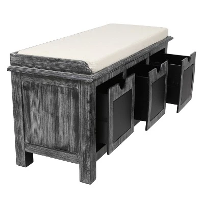 Decor Therapy Rowan 3 Drawer Weathered Chalkboard Bench Gray - Décor Therapy 3 Decor Therapy Rowan 3 Drawer Weathered Chalkboard Bench Gray - Décor Therapy