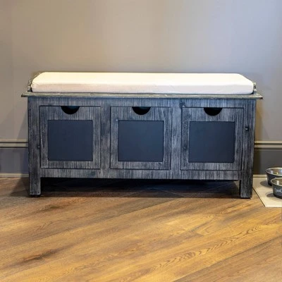 Decor Therapy Rowan 3 Drawer Weathered Chalkboard Bench Gray - Décor Therapy 5 Decor Therapy Rowan 3 Drawer Weathered Chalkboard Bench Gray - Décor Therapy - Image 3