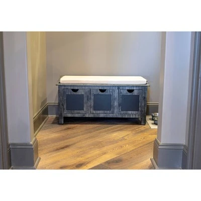 Decor Therapy Rowan 3 Drawer Weathered Chalkboard Bench Gray - Décor Therapy 6 Decor Therapy Rowan 3 Drawer Weathered Chalkboard Bench Gray - Décor Therapy - Image 4