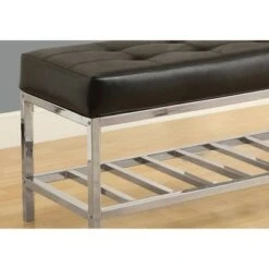 Bench - 48"L - Black Leather Look, Chrome Metal - EveryRoom -Ottomans Official Shop unnamed file 2740