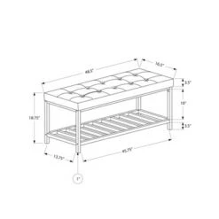 Bench - 48"L - Black Leather Look, Chrome Metal - EveryRoom -Ottomans Official Shop unnamed file 2741