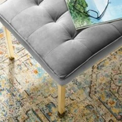 Loft Stainless Steel Leg Medium Performance Velvet Bench Gold/Gray - Modway -Ottomans Official Shop unnamed file 2804