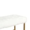 Upholstered Rectangular Bench with Crossed Metal Base White/Gold - Benzara -Ottomans Official Shop unnamed file 2866