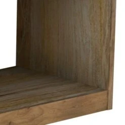 Wooden Accent Bench with 2 Open Compartments and Leatherette Seat Brown - Benzara -Ottomans Official Shop unnamed file 2877