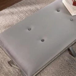 Memgor 47.5" Upholstered Bench Light Brown/Gray - Aiden Lane -Ottomans Official Shop unnamed file 2892