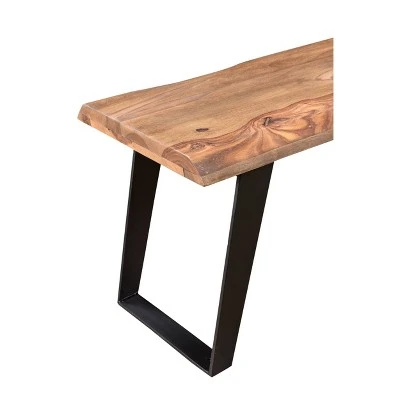 50" Sheesham Wood Live Edge Bench Brown/Black - Timbergirl 6 50" Sheesham Wood Live Edge Bench Brown/Black - Timbergirl - Image 4