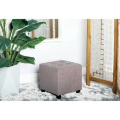 Olivia & May Contemporary Square Pouf Gray - Olivia & May
