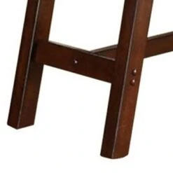 Large Rubber Wood Bench with Faux Leather Upholstery Brown - Benzara -Ottomans Official Shop unnamed file 2921