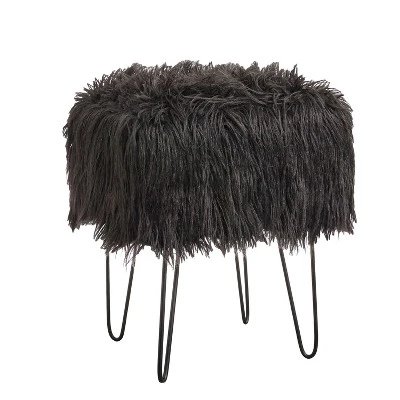Miranda Faux Fur Stool - Buylateral Black 5 Miranda Faux Fur Stool - Buylateral Black - Image 3
