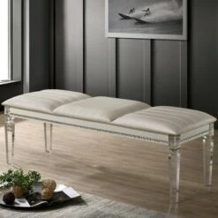 Cobblestone Acrylic Legs Bench Pearl White - HOMES: Inside + Out