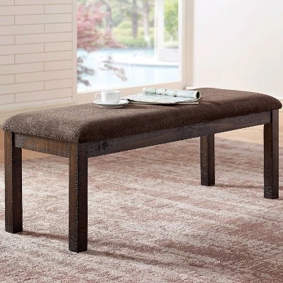 Hawthorne Padded Seat Bench Brown - HOMES: Inside + Out 3 Hawthorne Padded Seat Bench Brown - HOMES: Inside + Out