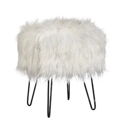 Miranda Faux Fur Stool - Buylateral Black 6 Miranda Faux Fur Stool - Buylateral Black - Image 4