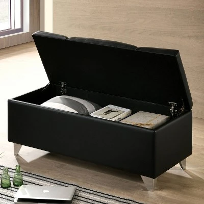 Huntington Upholstered Bench Black/Chrome - miBasics 4 Huntington Upholstered Bench Black/Chrome - miBasics - Image 2