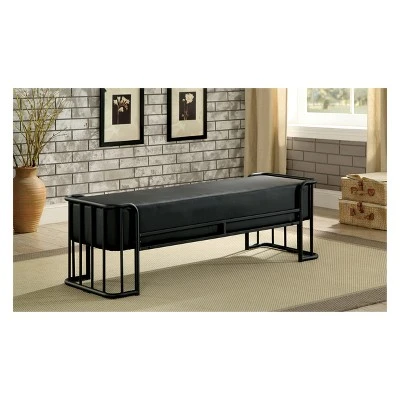 Carini Industrial Cushioned Bench Large Black - HOMES: Inside + Out 3 Carini Industrial Cushioned Bench Large Black - HOMES: Inside + Out