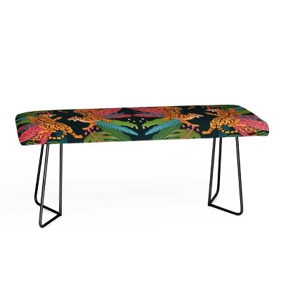 Avenie Jungle Cats Bench - Deny Designs Black/gold 4 Avenie Jungle Cats Bench - Deny Designs Black/gold - Image 2