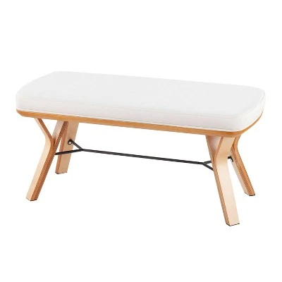42" Folia Bench Polyester/Wood Natural/Cream - LumiSource 4 42" Folia Bench Polyester/Wood Natural/Cream - LumiSource - Image 2