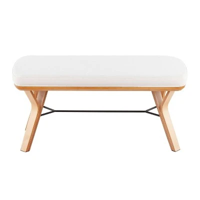 42" Folia Bench Polyester/Wood Natural/Cream - LumiSource 5 42" Folia Bench Polyester/Wood Natural/Cream - LumiSource - Image 3