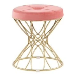 Jasmine Contemporary Vanity Stool - LumiSource Pink -Ottomans Official Shop unnamed file 302