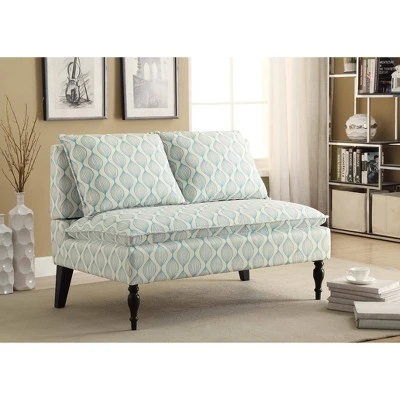 Dual Pillow Back Bench Soft Blue/Cream - HomeFare 3 Dual Pillow Back Bench Soft Blue/Cream - HomeFare