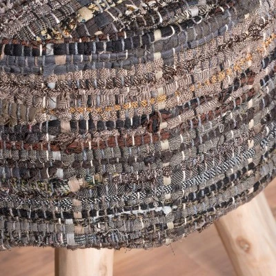 Harris Handcrafted Boho Fabric Round Stool Khaki - Christopher Knight Home 4 Harris Handcrafted Boho Fabric Round Stool Khaki - Christopher Knight Home - Image 2