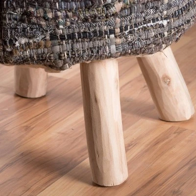 Harris Handcrafted Boho Fabric Round Stool Khaki - Christopher Knight Home 5 Harris Handcrafted Boho Fabric Round Stool Khaki - Christopher Knight Home - Image 3