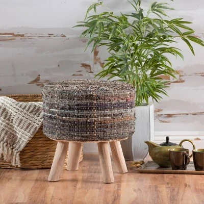 Harris Handcrafted Boho Fabric Round Stool Khaki - Christopher Knight Home 6 Harris Handcrafted Boho Fabric Round Stool Khaki - Christopher Knight Home - Image 4