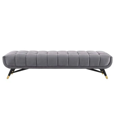Adept Upholstered Velvet Bench Gray - Modway 4 Adept Upholstered Velvet Bench Gray - Modway - Image 2