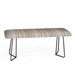 Little Arrow Design Co Rustic Stone Mudcloth Geometric Bench - Deny Designs Black -Ottomans Official Shop unnamed file 3090