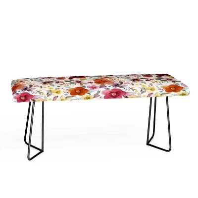 Ninola Design Bountiful Bouquet Countryside Bench - Deny Designs Red/gold 4 Ninola Design Bountiful Bouquet Countryside Bench - Deny Designs Red/gold - Image 2