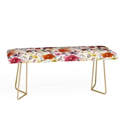 Ninola Design Bountiful Bouquet Countryside Bench - Deny Designs Red/gold 5 Ninola Design Bountiful Bouquet Countryside Bench - Deny Designs Red/gold - Image 3