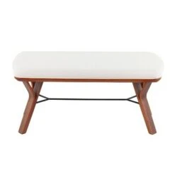 42" Folia Bench Polyester/Wood Walnut/Cream - LumiSource -Ottomans Official Shop unnamed file 3154