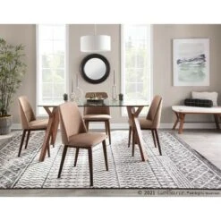 42" Folia Bench Polyester/Wood Walnut/Cream - LumiSource -Ottomans Official Shop unnamed file 3157