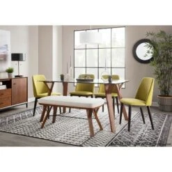 42" Folia Bench Polyester/Wood Walnut/Cream - LumiSource -Ottomans Official Shop unnamed file 3159