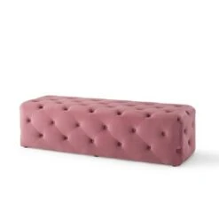 60" Amour Tufted Button Entryway Performance Velvet Bench - Modway Dusty Rose -Ottomans Official Shop unnamed file 3163