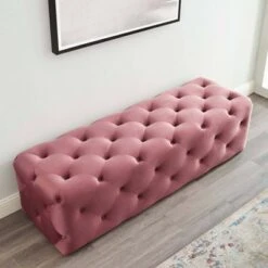 60" Amour Tufted Button Entryway Performance Velvet Bench - Modway Dusty Rose -Ottomans Official Shop unnamed file 3166