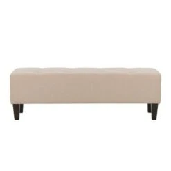Rosewell Button Tufted Fabric Accent Bench - CorLiving Cream