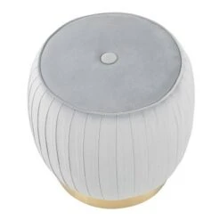 Tania Ottoman Velvet/Steel Gold/Silver - LumiSource